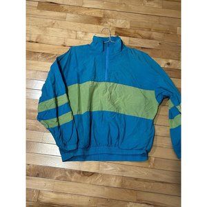 Cheetah Mervyns Nylon Windbreaker Large Turquoise Green 1990 Track Festival